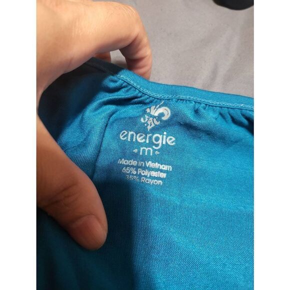 3/$20. Energie women's sleeveless cross back wide strap teal tank top M - Picture 4 of 4